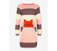 Strickkleid Blockstreifen Happy Girls Mädchen mit Katze pudrig rosa Gr. 116