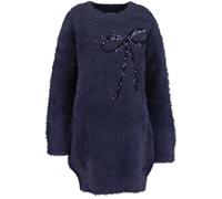 Strickkleid BLUE SEVEN, Mädchen, Gr. 122, N-Gr, nachtblau, Strick, Obermaterial: 65% Polyamid, 35% Polyacryl, unifarben, gerade Midi, Rundhals, Rippstrickbündchen, Kleider Strickkleid, mit Pailletten