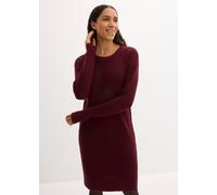 Strickkleid BONPRIX, Damen, Gr. 40/42 (M), N-Gr, rot (dunkelbeere), Rippstrick, Obermaterial: 50% Baumwolle, 50% Polyacryl, unifarben, bequem kniebedeckend, Rundhals, Strickbündchen, Kleider Strickkle