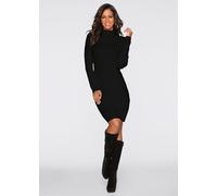 Strickkleid BONPRIX, Damen, Gr. 40/42 (M), N-Gr, schwarz, Obermaterial: 55% Polyacryl, 29% Baumwolle, 15% Polyamid, 1% Elasthan, slim fit, Kleider Strickkleid, mit Rollkragen, aus Polyacryl, Baumwolle