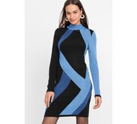 Strickkleid BONPRIX, Damen, Gr. 44/46 (L), N-Gr, blau (hellblau, dunkelblau graphisch), Obermaterial: 100% Polyacryl, eng, Kleider Strickkleid, Jacquard-Strickkleid mit modernen Streifen (32197549-44)
