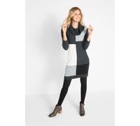Strickkleid BONPRIX, Damen, Gr. 56/58 (XXXL), N-Gr, grau (anthrazit meliert, hellgrau meliert), Obermaterial: 50% Baumwolle, 50% Polyacryl, figurbetont, Kleider Strickkleid, für Alltag, aus Baumwolle