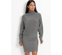 Strickkleid BONPRIX, Damen, Gr. 56/58 (XXXL), N-Gr, grau (grau meliert), Obermaterial: 50% Viskose, 26% Polyamid, 24% Polyester, schmal, Kleider Strickkleid, mit Rollkragen, aus Viskose, Polyamid und 