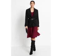 Strickkleid BONPRIX "Strickkleid aus fließendem Viskose-Mix", Damen, Gr. 40/42 (M), N-Gr, rot (rubinrot, schwarz), Obermaterial: 80% Viskose, 20% Polyester, ausgestellt, Kleider Strickkleid, für beson