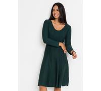 Strickkleid BONPRIX "Strickkleid aus fließendem Viskose-Mix", Damen, Gr. 44/46 (L), N-Gr, grün (tiefgrün, schwarz), Obermaterial: 80% Viskose, 20% Polyester, ausgestellt, Kleider Strickkleid, für beso