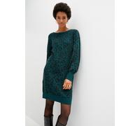 Strickkleid BONPRIX "Strickkleid", Damen, Gr. 36/38 (S), K-Gr, grün (dunkelgrün leo), Obermaterial: 100% Polyacryl, slim fit, Kleider Strickkleid, aus Polyacryl, schmale slim fit Passform (49361824-36