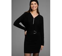 Strickkleid BRUNO BANANI, Damen, Gr. 34, N-Gr, schwarz, Strick, Obermaterial: 70% Viskose, 30% Polyamid, clean, unifarben, figurumspielend mini, V-Ausschnitt, Fledermausärmel, Kleider Strickkleid, mit