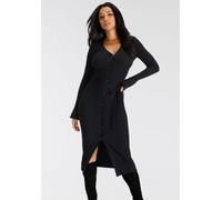 Strickkleid BRUNO BANANI, Damen, Gr. 36, N-Gr, schwarz, Rippstrick, Obermaterial: 70% Viskose, 30% Polyamid, clean, unifarben, figurbetont ca. Mitte Wade, Trompetenärmel, Kleider Strickkleid, wadenlan