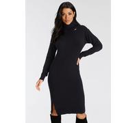 Strickkleid BRUNO BANANI, Damen, Gr. 38, N-Gr, schwarz, Strick, Obermaterial: 50% Viskose, 28% Polyester, 22% Polyamid, clean, unifarben, lässig geschnitten kniebedeckend, Rippstrickbündchen, Kleider