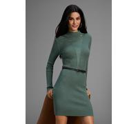 Strickkleid BRUNO BANANI, Damen, Gr. 44, N-Gr, Langarm, Strick, graugrün, Strick, Obermaterial: 70% Viskose, 30% Polyamid, Mesh, unifarben, sehr figurbetont mini, Kleider Strickkleid, in Rippstrick (6
