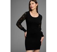 Strickkleid BRUNO BANANI, Damen, Gr. 44, N-Gr, schwarz, Strick, Obermaterial: 70% Viskose, 30% Polyamid, geblümt, unifarben, Kleider Strickkleid, aus Feinstrick mit edlen Spitzenärmeln (77873102-44) s