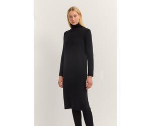Strickkleid BUGATTI "elegant & warm", Damen, Gr. M, Normalgrößen, 290, schwarz, 40% Wolle, 30% Viskose, 20% Polyamid, 10% Kaschmir, unifarben, normal, Kleider Strickkleid, aus einem weichen Kaschmir-M