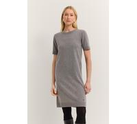 Strickkleid BUGATTI "Rundhalsausschnitt", Damen, Gr. XL, Normalgrößen, grau (250, grau), 40% Wolle, 30% Viskose, 20% Polyamid, 10% Kaschmir, unifarben, normal, Kleider, aus einem edlen Wolle-Kaschmir-