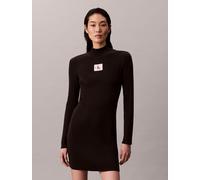 Strickkleid CALVIN KLEIN JEANS "LS T NECK MINI DRESS", Damen, Gr. L (42), N-Gr, schwarz, Strick, Obermaterial: 100% Baumwolle, unifarben, feminin, figurbetont mini, Rundhals, Langarm eingesetzt gerade