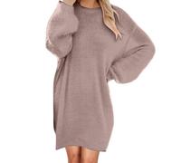 Strickkleid Damen Herbst, Oversize Pullover Kleider Elegante Strickpullover Knielang Longpullover Langarm Pulloverkleid Rundhals Winterkleider Locker Winterpullover Moderne Herbstkleider, S-5XL