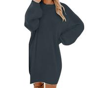 Strickkleid Damen Herbst, Oversize Pullover Kleider Elegante Strickpullover Knielang Longpullover Langarm Pulloverkleid Rundhals Winterkleider Locker Winterpullover Moderne Herbstkleider, S-5XL
