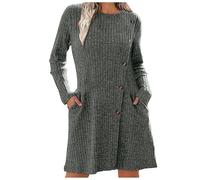 Strickkleid Damen Herbst - Pulloverkleid Damen Midi - Winterkleid Langarm Strickkleider A Linie Midikleid Warm Sexy Kleid Pullover Winter Pullikleid Elegant Pulli Herbstkleid Weiches Jerseykleid