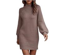 Strickkleid Damen Herbst Winter Pulloverkleid Warme Winterkleid Elegant Einfarbig Minikleid Langarm Rollkragen Kleider Hohe Elastizität Strickkleider Partykleid Sweatkleid black friday angebote 2023