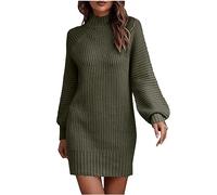 Strickkleid Damen Herbst Winter Pulloverkleid Warme Winterkleid Elegant Einfarbig Minikleid Langarm Rollkragen Kleider Hohe Elastizität Strickkleider Partykleid Sweatkleid black friday angebote 2023