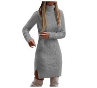 Strickkleid Damen Rollkragen, Pulloverkleid Damen Midi Herbst, Winterkleid Langarm Strickkleider A Linie Midikleid Warm Pullikleid Bequem Pullover Kleid Winter Minikleid Funky Rollkragenkleid