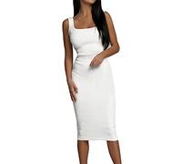 Strickkleid Damen Winter,Bodycon Kleid Damen,Midikleid Damen Elegant Trägerkleid Bleistiftkleid Einfarbig Etuikleid Ärmelloses Winterkleid Pulloverkleid Slim Fit Maxi Kleider für Frauen Herbst