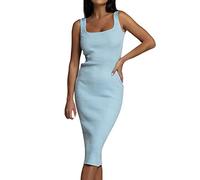 Strickkleid Damen Winter,Bodycon Kleid Damen,Midikleid Damen Elegant Trägerkleid Bleistiftkleid Einfarbig Etuikleid Ärmelloses Winterkleid Pulloverkleid Slim Fit Maxi Kleider für Frauen Herbst