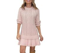 Strickkleid Damen Winter, Kleid Silvester, Winterkleider Longpullover Elegant Knielang Langarm Minikleid Pullover Kleid Winter Freizeit Strickkleider Pulloverkleid Winterkleid Herbst Kleider