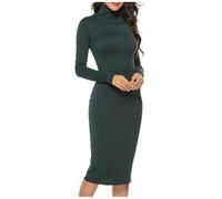 Strickkleid Damen Winter Lang - Pulloverkleid Damen Winterkleider Langarm Strickkleider Warm Herbstkleid Curvy Pullover Kleid Sexy Pullikleid Herbst Pulli Freizeitkleid Weiches Jerseykleid