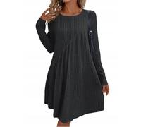 Strickkleid Damen Winter Midi Oversize Pulloverkleid Damen Winter A Linie Winterkleid Elegant Geripptes Pullikleid Frauen Lang Plissee Strickkleider Damenkleider Langarm Kleid Gestricktes