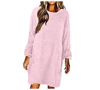 Strickkleid Damen Winter, Pulloverkleid Damen, Sweatshirtkleid Warm Große Größen Langarm Base Weiches Wollkleid Einfarbig Pulli Kleider A-Linien Bequem Pulli Abendkleid Damen Sexy Partykleid