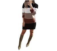 Strickkleid Damen Winter, Pulloverkleid Damen, Weatshirtkleid Warm, Grosse Grössen Base Langarm A-Linien Soft Wollkleid Einfarbig Strickkleid Bequem Etuikleid Damen Einfach Freizeitkleid Damen