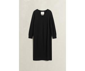 Strickkleid GANT "EXTRAFINE MERINO V-NECK", Damen, Gr. XS, N-Gr, Langarm, Strick, schwarz, Strick, Obermaterial: 100% Wolle, ca. Mitte Wade, V-Ausschnitt, Rippbündchen, Kleider Strickkleid, aus reiner