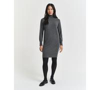 Strickkleid GANT "SUPERFINE LAMBSWOOL KNIT", Damen, Gr. M, N-Gr, charcoal melange, Strick, Obermaterial: 100% Wolle, ca. Mitte Knie, Rippbündchen, Kleider Strickkleid, Winterkleid, relaxed fit, Rollkr