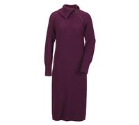 Strickkleid GOLDNER "Kurzgröße Strickkleid mit raffiniertem asymmetrischem Kragen", Damen, Gr. 21, K-Gr, lila (beere), Obermaterial: 70% Polyacryl PAN. 30% Schurwolle WV., Rippe, Kleider Strickkleid,