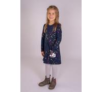 Strickkleid HAPPY GIRLS, Mädchen, Gr. 140, N-Gr, blau (navy), Feinstrick, Obermaterial: 70% Baumwolle, 30% Polyester, bedruckt, regular fit, Rundhals, Kleider Strickkleid, mit tollem Einhorn-Motiv (23