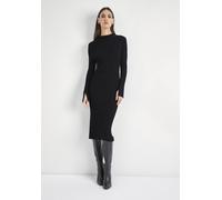 Strickkleid HECHTER PARIS, Damen, Gr. 36, N-Gr, schwarz, Rippstrick, Obermaterial: 70% Viskose, 30% Polyamid, unifarben, skinny fit wadenlang, hoch geschlossener Ausschnitt, abgerundeter Saum mit Schl