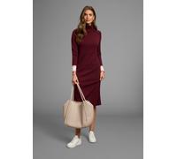 Strickkleid HECHTER PARIS, Damen, Gr. 38, N-Gr, rot (bordeaux, mel), Feinstrick, Obermaterial: 50% Viskose, 28% Polyester, 22% Polyamid, unifarben, figurumspielend wadenlang, hoch geschlossener Aussch