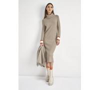Strickkleid HECHTER PARIS, Damen, Gr. 40, N-Gr, beige (sand melange), Feinstrick, Obermaterial: 50% Viskose, 28% Polyester, 22% Polyamid, gestreift, unifarben, figurumspielend wadenlang, hoch geschlos