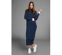 Strickkleid HECHTER PARIS, Damen, Gr. 46, N-Gr, blau (navy), Feinstrick, Obermaterial: 50% Viskose, 28% Polyester, 22% Polyamid, unifarben, figurumspielend wadenlang, hoch geschlossener Ausschnitt, Ra