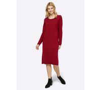 Strickkleid HEINE "Strickkleid", Damen, Gr. 34, Normalgrößen, rot (dunkelrot), Jersey, 60% Viskose, 40% Baumwolle, unifarben, knielang, Rundhals, Kleider Strickkleid (32519062-34) dunkelrot