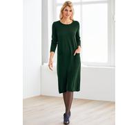 Strickkleid HEINE "Strickkleid", Damen, Gr. 48, Normalgrößen, grün (moos), Jersey, 60% Viskose, 40% Baumwolle, unifarben, knielang, Rundhals, Kleider Strickkleid (62364166-48) moos