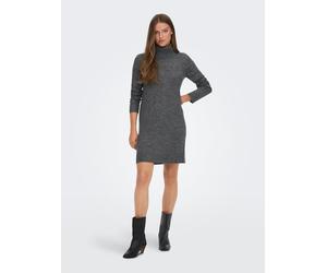 Strickkleid JDY "JDYELANORA L/S COWLNECK DRESS KNT NOOS", Damen, Gr. S, N-Gr, grau (dunkelgrau melange), Feinstrick, Obermaterial: 76% Polyacryl, 21% Polyester, 3% Elasthan, meliert, unifarben, regula