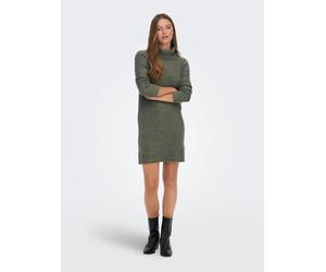 Strickkleid JDY "JDYELANORA L/S COWLNECK DRESS KNT NOOS", Damen, Gr. S, N-Gr, grün (kalamata detail:melange), Feinstrick, Obermaterial: 76% Polyacryl, 21% Polyester, 3% Elasthan, meliert, unifarben, r