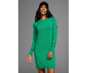 Strickkleid KANGAROOS, Damen, Gr. 32, N-Gr, grün, Strick, Obermaterial: 50% Baumwolle, 50% Polyacryl, figurbetont Mini, Rundhals, Raglanärmel Rippbündchen, Kleider Strickkleid, mit Strickkontrast am Ä