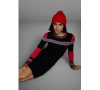 Strickkleid KANGAROOS, Damen, Gr. 40, N-Gr, weiß (schwarz, rot, weiß), Feinstrick, Obermaterial: 70% Baumwolle, 30% Polyamid, bestickt, gestreift, meliert, figurbetont ca. Mitte Knie, Rückenausschnitt