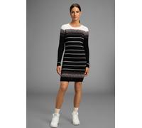 Strickkleid KANGAROOS, Damen, Gr. 42, N-Gr, schwarz (schwarz gemustert), Strick, Obermaterial: 50% Baumwolle, 50% Polyacryl, gemustert, figurbetont Mini, Rundhals, Rippbündchen, Kleider Strickkleid, f