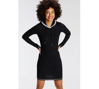 Strickkleid KANGAROOS, Damen, Gr. 48, N-Gr, grau (schwarz, anthrazit), Feinstrick, Obermaterial: 50% Baumwolle, 50% Polyacryl, Zopfmuster, meliert, sehr figurbetont mini, Rippstrickbündchen, Kleider S