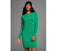 Strickkleid KANGAROOS, Damen, Gr. 48, N-Gr, grün, Strick, Obermaterial: 50% Baumwolle, 50% Polyacryl, figurbetont mini, Rundhals, Raglanärmel Rippbündchen, Kleider Strickkleid, mit Strickkontrast am Ä