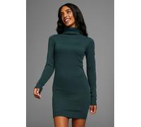 Strickkleid KANGAROOS, Damen, Gr. 50, N-Gr, blau (petrol), Strick, Obermaterial: 60% Baumwolle, 40% Polyacryl, figurbetont mini, Rippbündchen, Kleider Strickkleid, mit Rollkragen, Topseller (64514528-