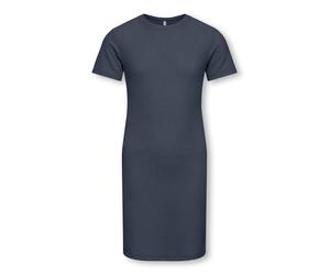 Strickkleid KIDS ONLY "KOGNELLA S/S DRESS VD JRS", Mädchen, Gr. 134/140, N-Gr, blau (ombre blau), Jersey, Obermaterial: 65% Polyester, 30% Viskose, 5% Elasthan, unifarben, figurumspielend, Rundhals, K